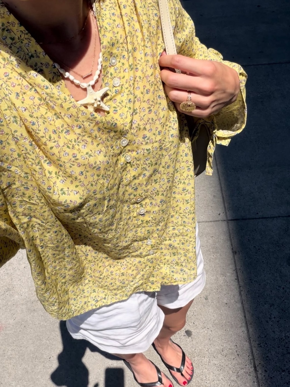 NWT Doen O’Keeffe Cotton Button Up Blouse Top Butter Yellow Moonflower Floral